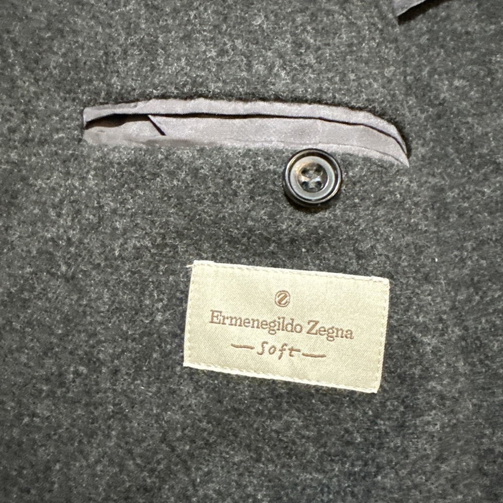 Ermenegildo Zegna Soft Black Gray Wool Cashmere Blazer Suit Coat EU 52R / US 42R - Picture 14 of 16